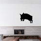 Leaping pig silhouette decal, black