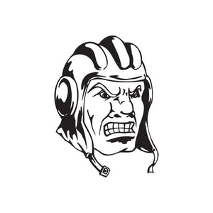 Soldier face decal with shouting helmeted head design in black and white
