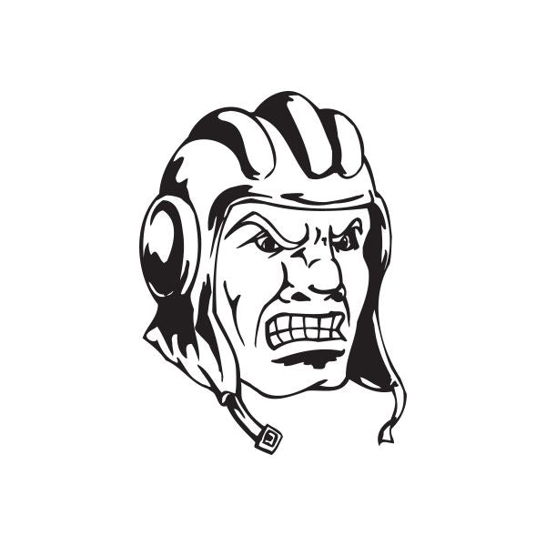 Soldier face decal with shouting helmeted head design in black and white