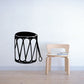 Leather drum decal, black drum with white line pattern and diamond accents
