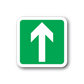 Square sticker with white upward arrow on green background