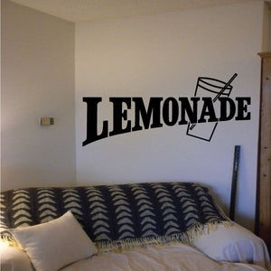 Black LEMONADE vinyl decal with lemonade cup and straw icon