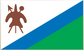 Lesotho flag sticker with diagonal blue and green bands and brown emblem