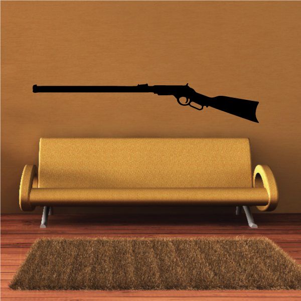 Lever-action rifle decal with black side-profile silhouette