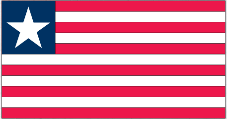 Liberia flag sticker with blue panel, white star, and red-and-white stripes