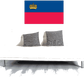 Liechtenstein flag sticker, blue and red rectangle with gold crown emblem