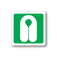 Green square life jacket sticker with white life preserver icon