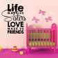 Wall decal text “Life Made Us Sisters, Love Made Us Friends” with pink flowers