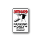 Lifeguard parking only sticker with lifeguard graphic and arrows