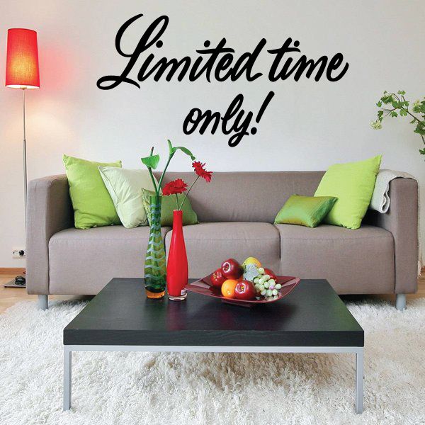 Vinyl wall decal: 'Limited time only!' black script text