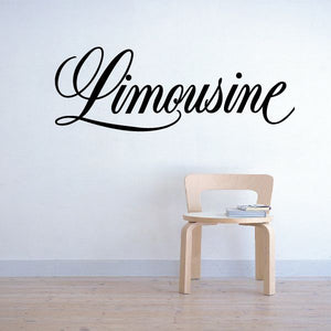Limousine wall decal vinyl in black cursive lettering
