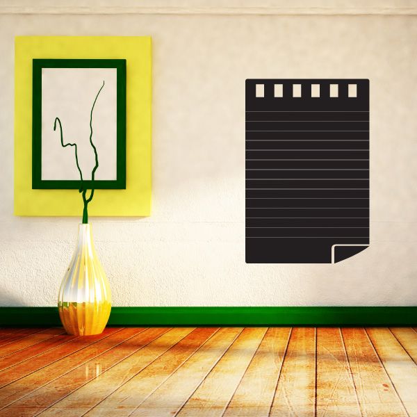 Black lined note paper decal with header squares and white horizontal writing lines