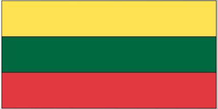 Lithuania flag sticker with horizontal yellow, green, and red stripes