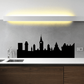 London England skyline wall decal, black city silhouette with tower clock