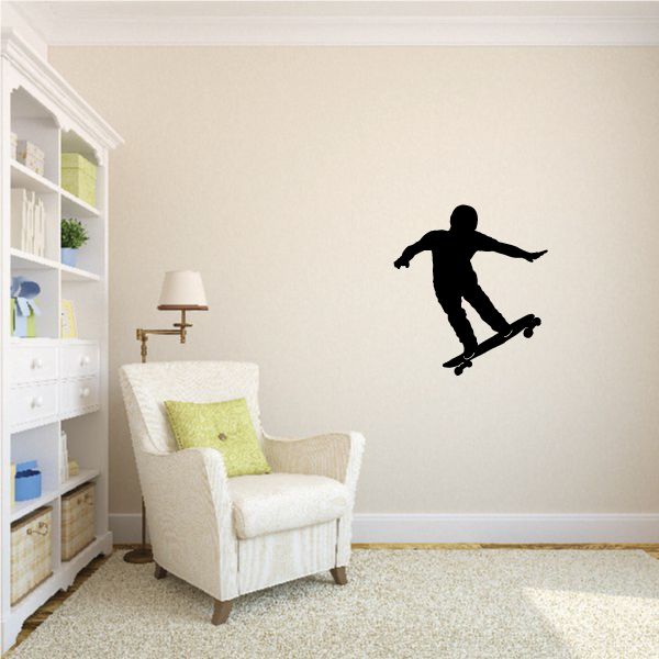 Skateboarder silhouette longboard decal for wall