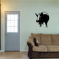 Black pig wall decal with head and snout looking over the wall