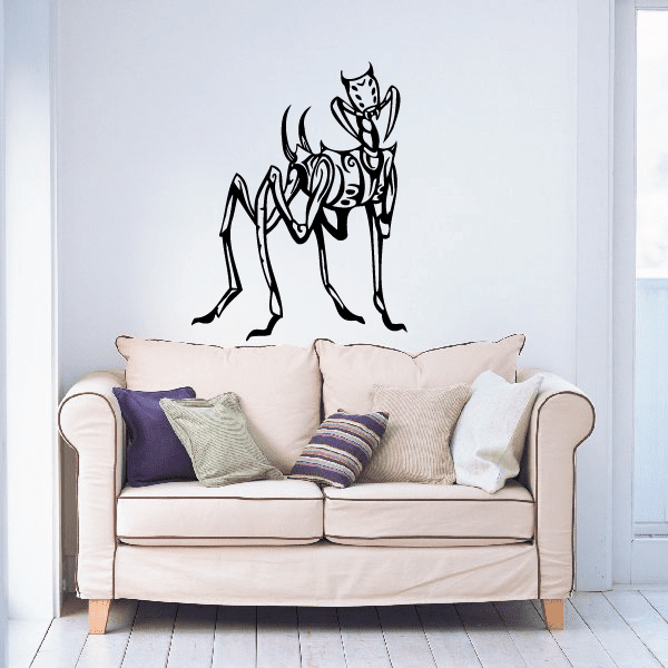 Praying mantis wall decal, black graphic insect design