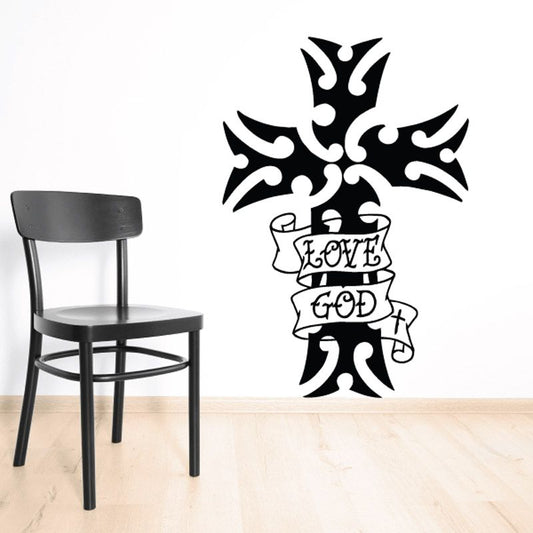 Image of Love God Tribal Cross Decal