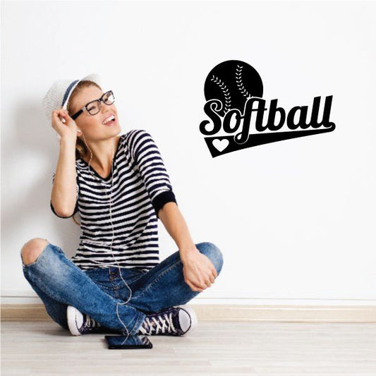 Image of Love Softball Wall Decal