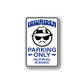 Parking only sign wall decal sticker with hardhat driver and bold blue text