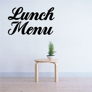 Lunch Menu wall decal in black cursive script lettering