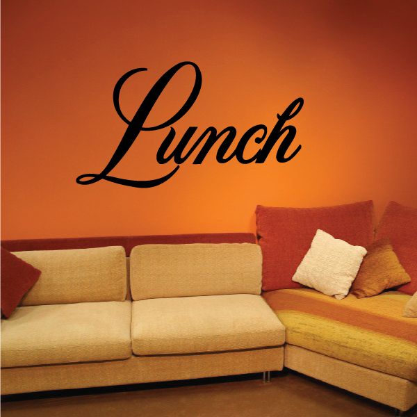 Lunch vinyl wall decal with black cursive lettering