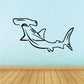 Lunging hammerhead shark wall decal with black outline
