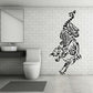Tiger wall decal with bold black-and-white illustration and clawed pose