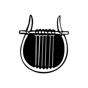 Simple lyre decal with black-and-white design