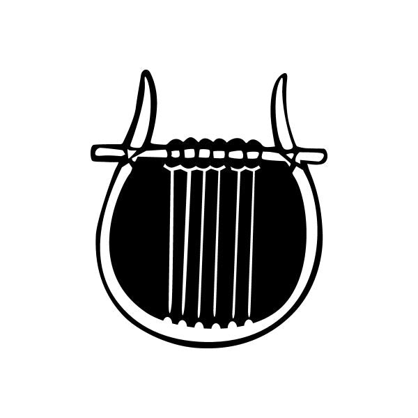 Simple lyre decal with black-and-white design