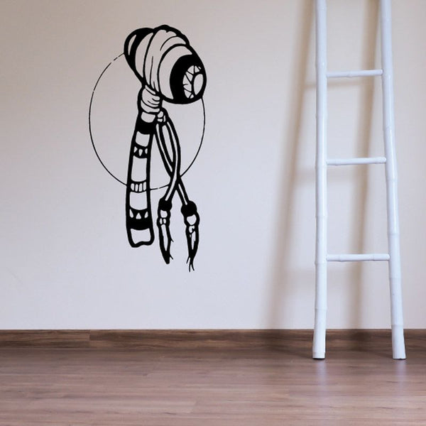 Black line-art mace wall decal