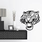 Tiger head wall decal, black graphic with whiskers and open mouth