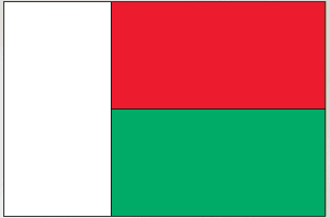 Madagascar flag sticker with white, red and green color blocks