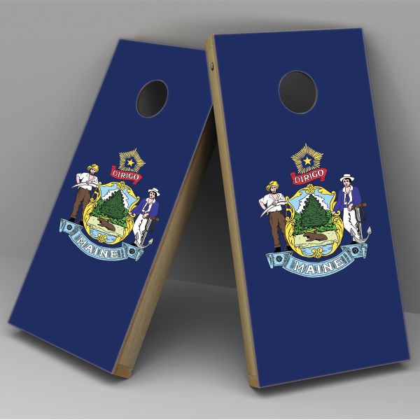 Maine Flag Cornhole Board Vinyl Decal Wrap