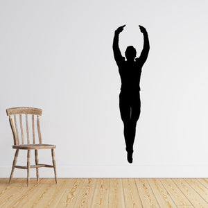 Black silhouette of a male ballet dancer with arms overhead wall decal