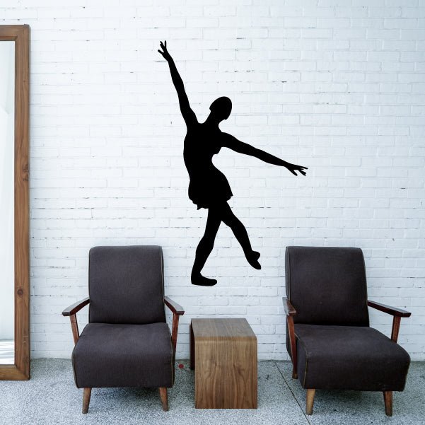 Black male ballet dancer wall decal, stepping with one arm raised and other arm extended