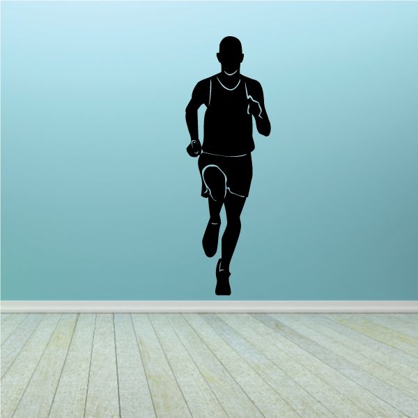 Male runner wall decal, black silhouette of running man
