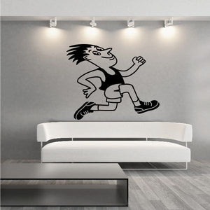 Black male running wall decal with cartoon runner figure