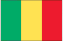 Mali flag sticker with vertical green, yellow, and red stripes