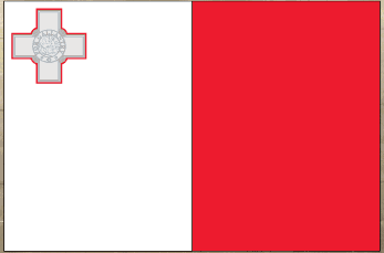 Rectangular sticker of Malta flag with red cross and white background