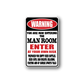Warning wall decal sticker with red “WARNING” oval and “MAN ROOM” text