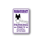 Manicurist parking sticker with manicure icon and 'Parking Only' text in purple and white