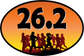 Oval 26.2 marathon sticker with orange-yellow gradient and running silhouettes