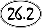 Oval marathon sticker with black “26.2” text and white background