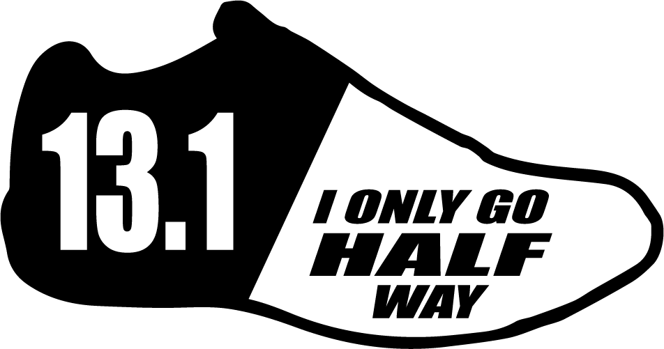 I Only Go Half Way 13.1 Marathon Decal, isolated printed sticker artwork