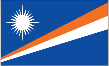 Marshall Islands flag sticker, rectangular: blue with white starburst and orange diagonal stripe
