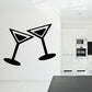Martini clink decal with two black outlined cocktail glasses