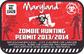 Red zombie hunting permit sticker showing Maryland outline and permit text
