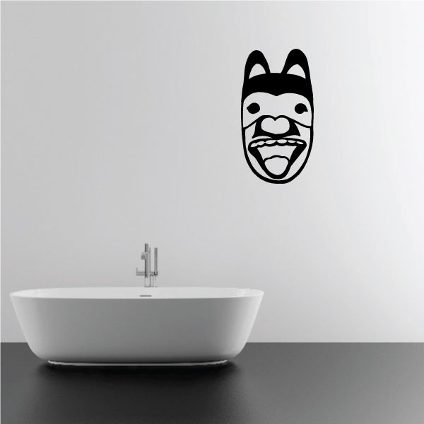 Southwestern mask face decal with mustache and beard, black line design