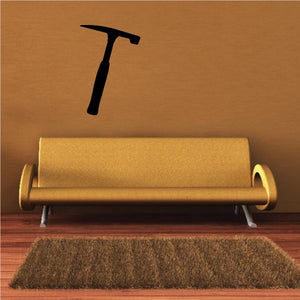 Hammer-themed masonry decal with mallet and roller handle graphic